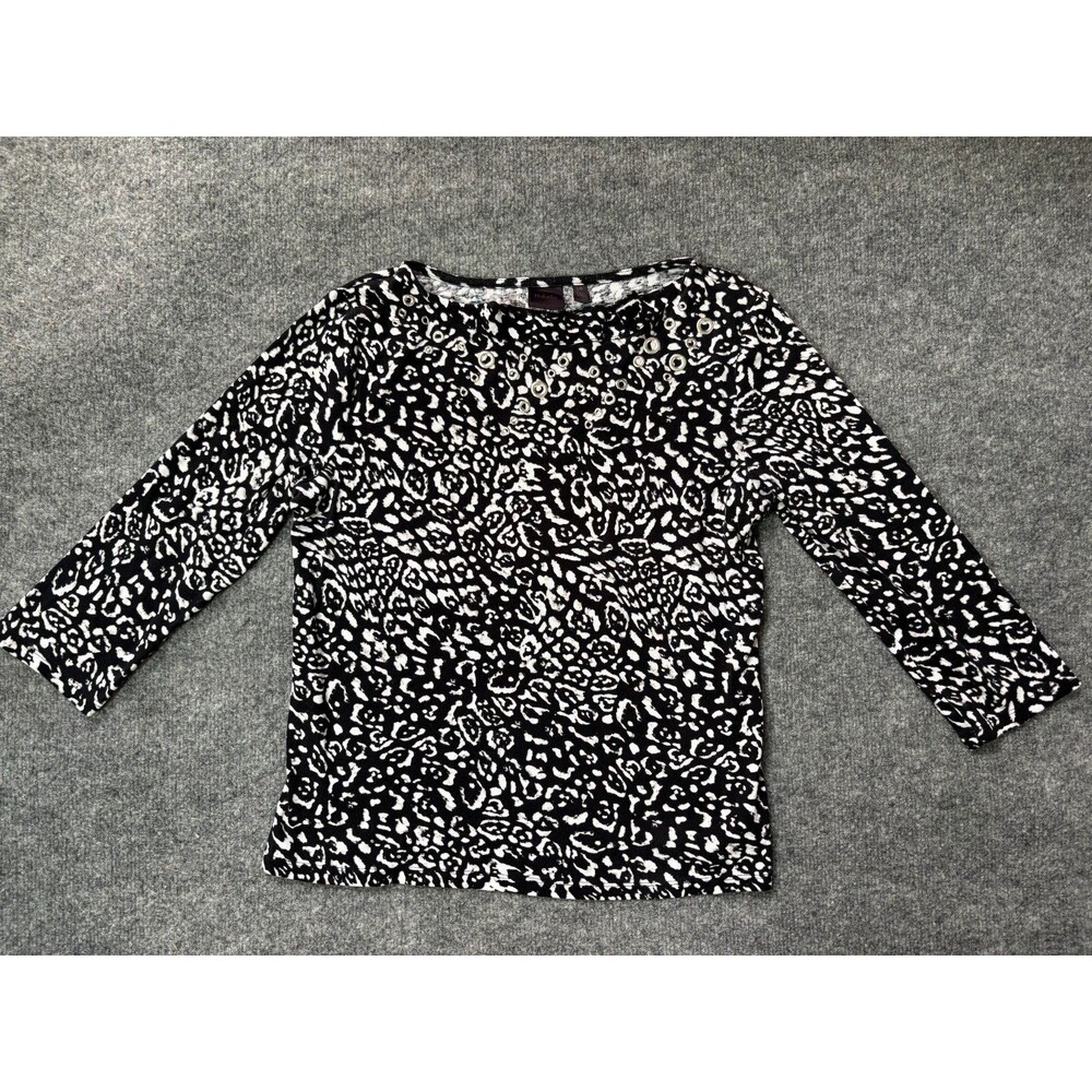 Rafaella Top Womens Large Black & White Cotton Shirt Blouse